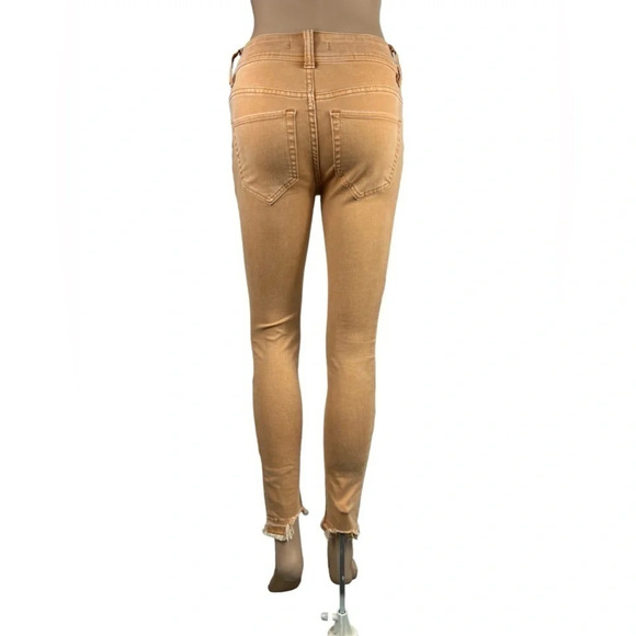 Free People Womens Wild Child Frayed Skinny Jeans Camel Size 24 - Picture 7 of 16